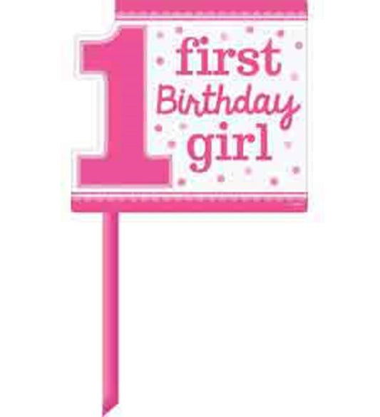 Gold 1st Birthday Girl Yard Sign