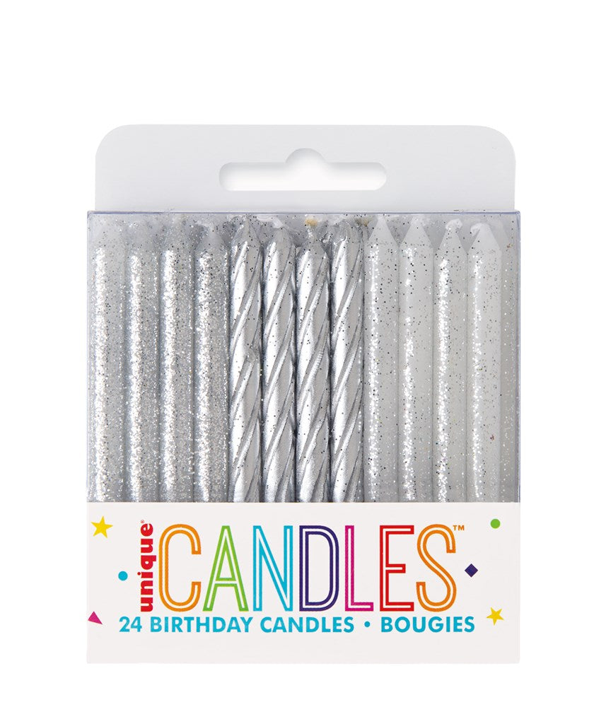 Birthday Candles Glitter and SIlver 24ct