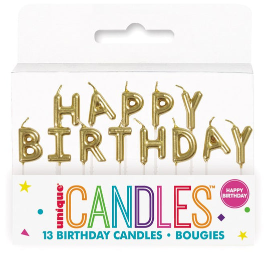 Birthday Candles Gold Letter Picks