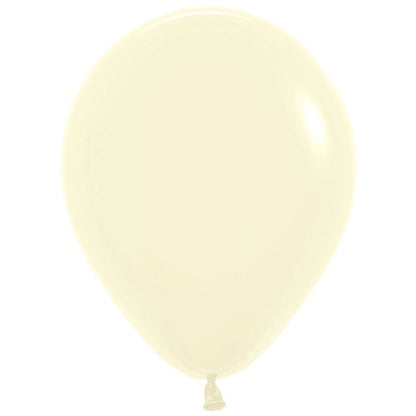 Set of three 24-inch pastel matte yellow latex balloons with a smooth, soft finish.