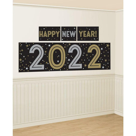 2022 New Years Scene Setters Decorating Kit Black Silver Gold 5ct. - Toy World Inc