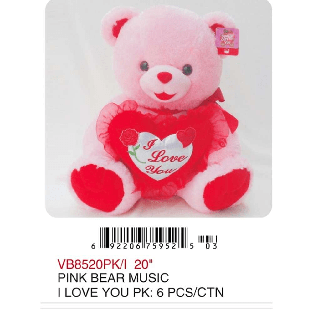 20in Pink Bear I Love You - Toy World Inc