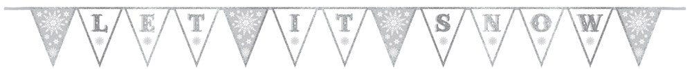 Snowflake Pennant Banner - Glitter Fabric & Rope