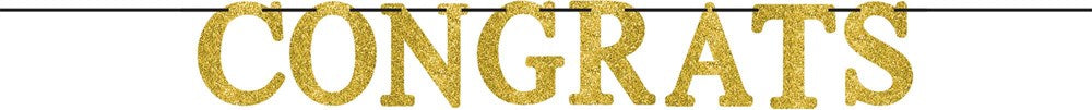 Congrats Gold Glitter Letter Banner