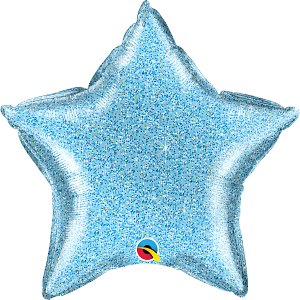 Qualatex 20 Inch Light Blue Glitteraphic Star Foil Balloon 1ct