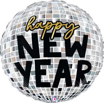 Betallic New Year Disco Ball 28 inch Foil Balloon Packaged1ct