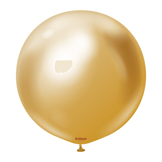 24 inch Kalisan Mirror Gold Latex Balloons 2ct - Toy World Inc