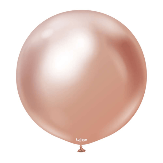 24 inch Kalisan Mirror Rose Gold Latex Balloons 2ct - Toy World Inc