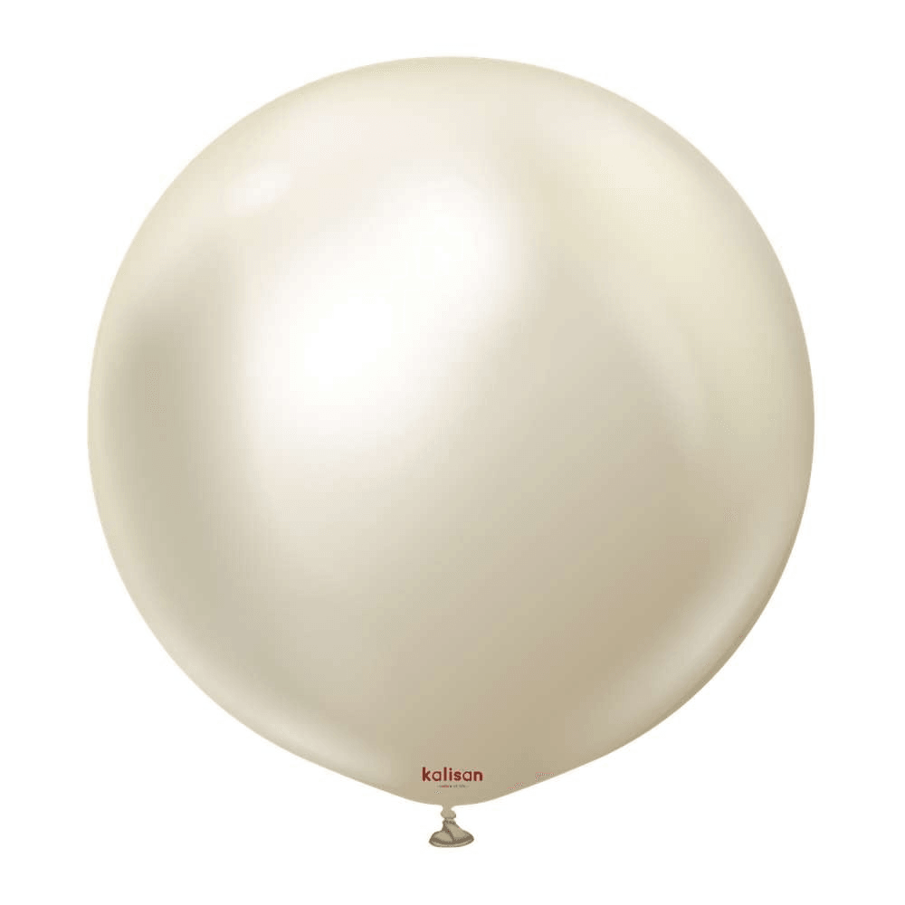 24 inch Kalisan Mirror White Gold Latex Balloons 2ct - Toy World Inc
