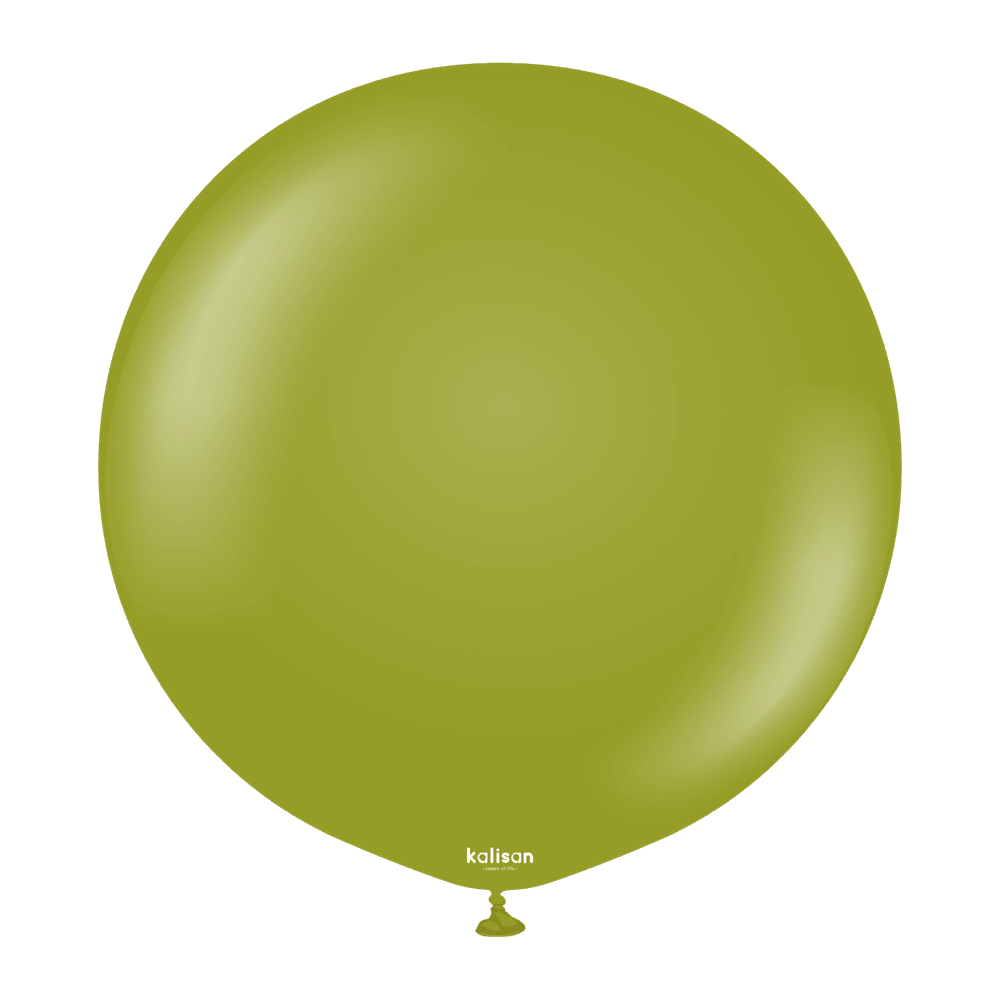 24 inch Kalisan Retro Olive Latex Balloons 2ct - Toy World Inc