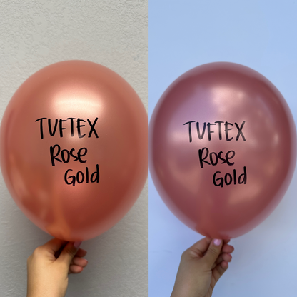 Globos de látex Tuftex metálicos de oro rosa de 24 pulgadas, 25 unidades