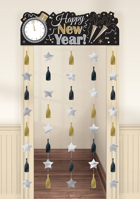 Happy New Year Door Curtain Cardboard w/Foil Cutouts