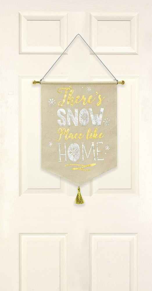 Christmas Theres Snow Place Like Home Banner colgante