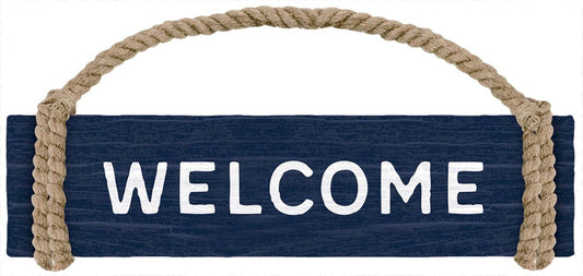 Sign Welcome Wood W-Rope