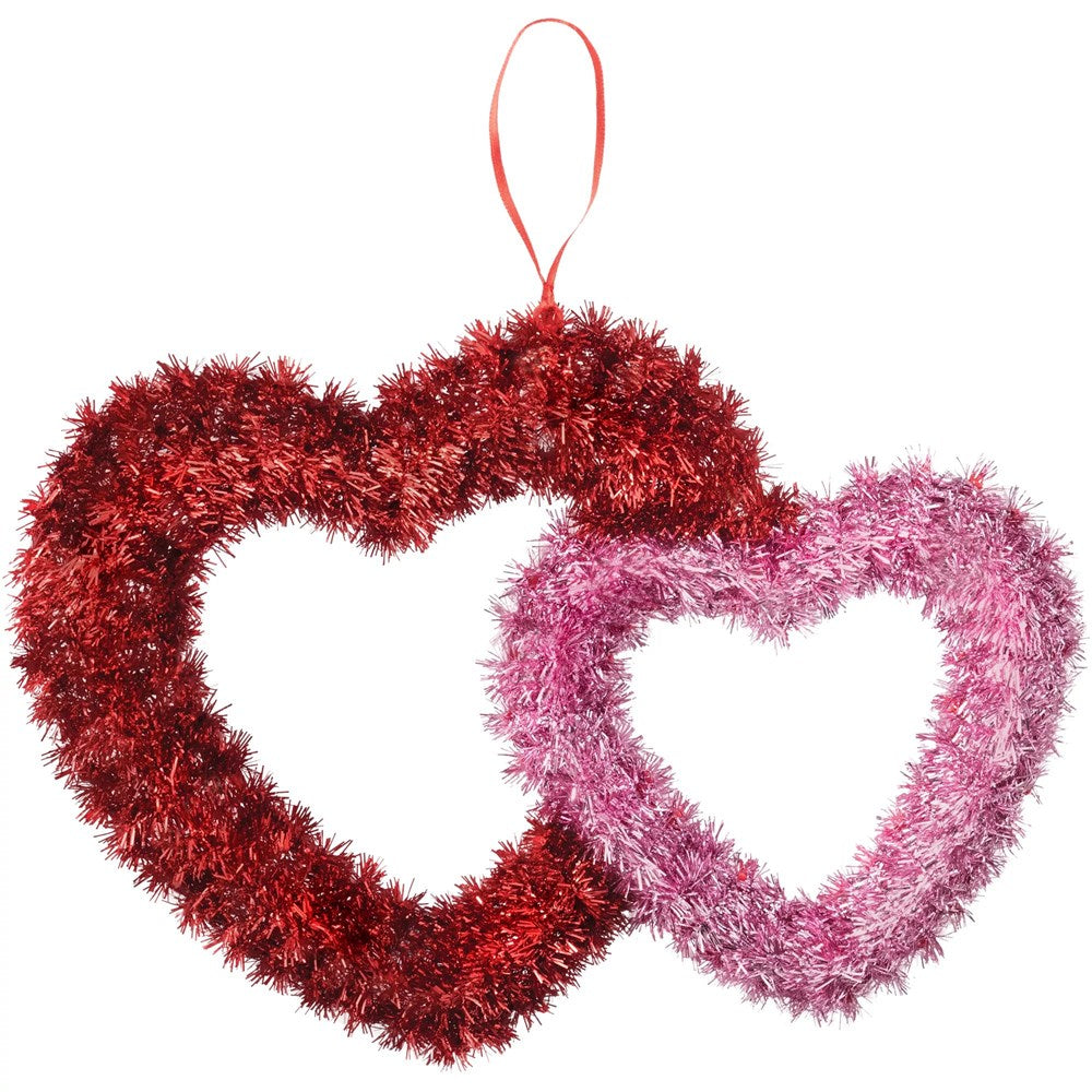 Valentines Day Tinsel Hearts Decoration