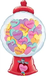 43 inch Qualatex Hearts Gumball Machine Shape Foil Balloon