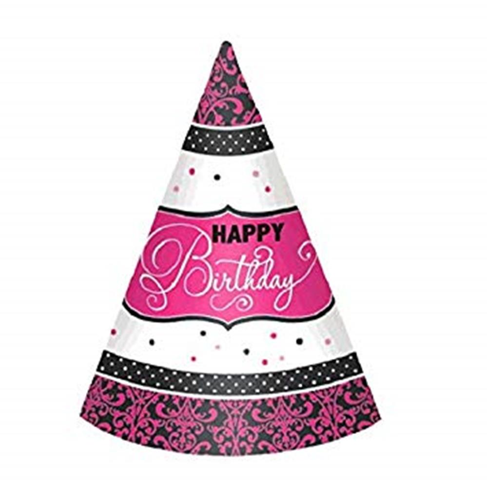 Black and Pink Cone Hat 12ct