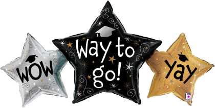 Betallic Way To Go Grad Stars 43inch Packaged Foil Balloon