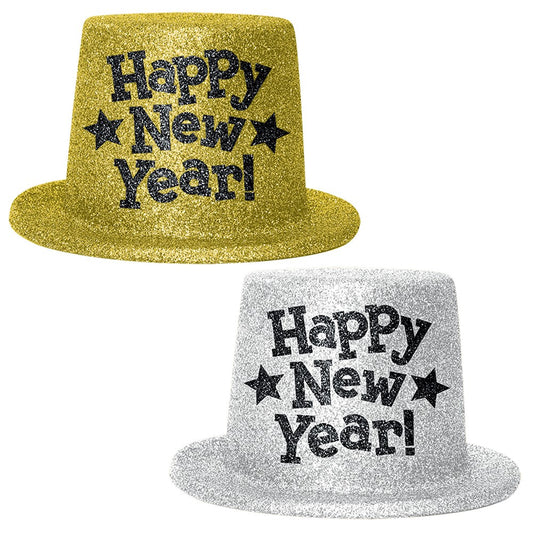 Happy New Year Top Hats Silver and Gold 12ct