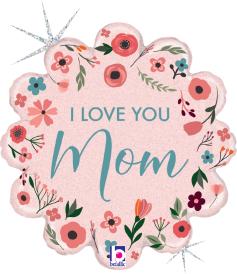 Betallic Mint Love You Mom 18 inch Foil Holographic Balloon Packaged 1ct