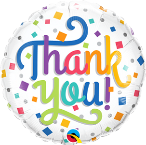 Qualatex 18 Inch Thank You Colorful Confetti Foil Balloon 1ct