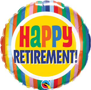 Qualatex 18 Inch Retirement Color Stripes Foil Balloon 1ct