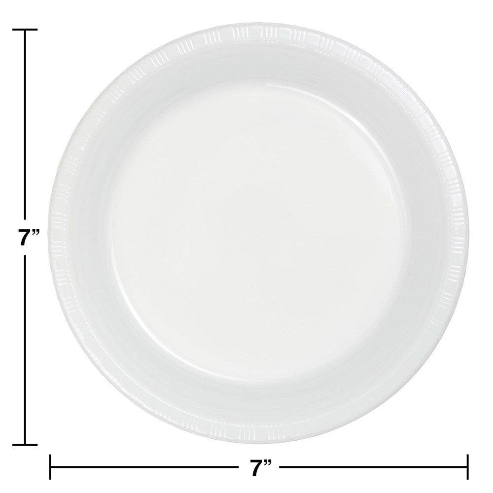 White 7in Plastic Plate 20ct