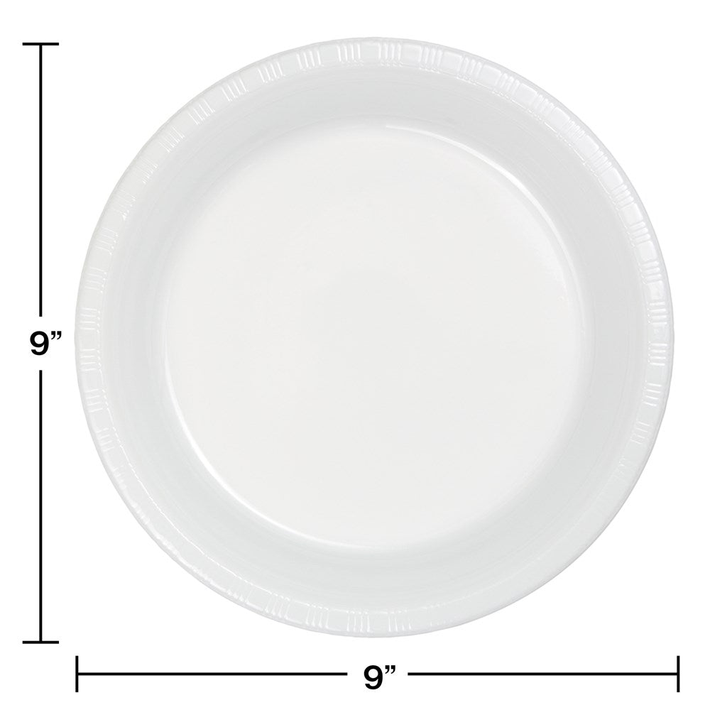 White 9in Plastic Plate 20ct