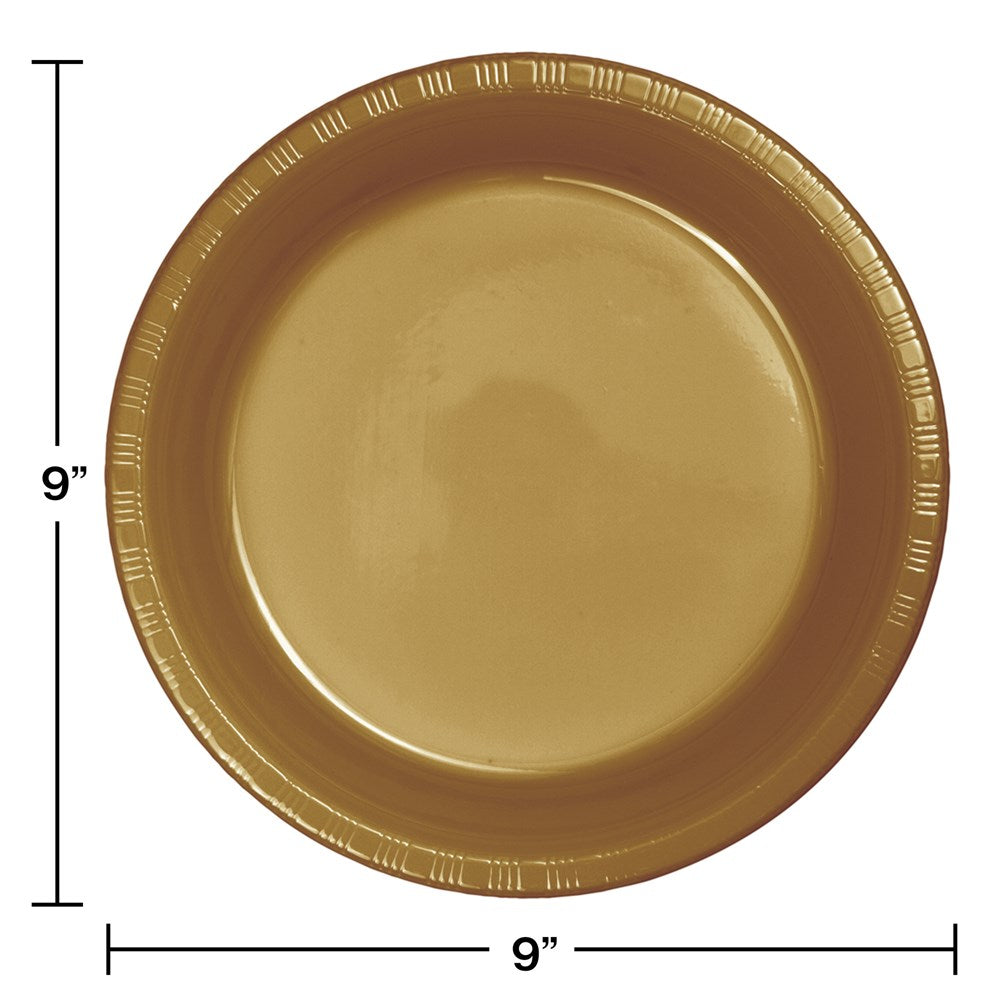 Glittering Gold 9in Plastic Plate 20ct