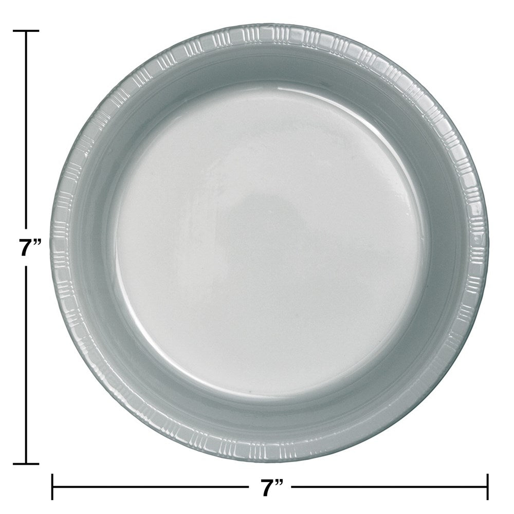 Shimmering Silver 7in Plastic Plate 20ct