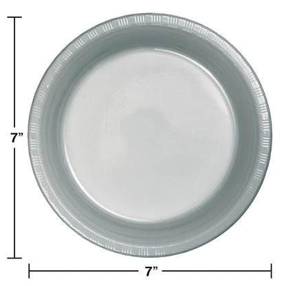 Shimmering Silver 7in Plastic Plate 20ct
