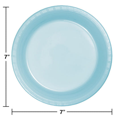 Plato de plástico azul pastel de 7 pulgadas, 20 unidades