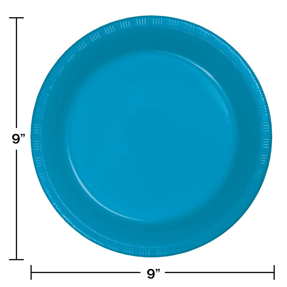 Turquoise 9in Plastic Plate 20ct