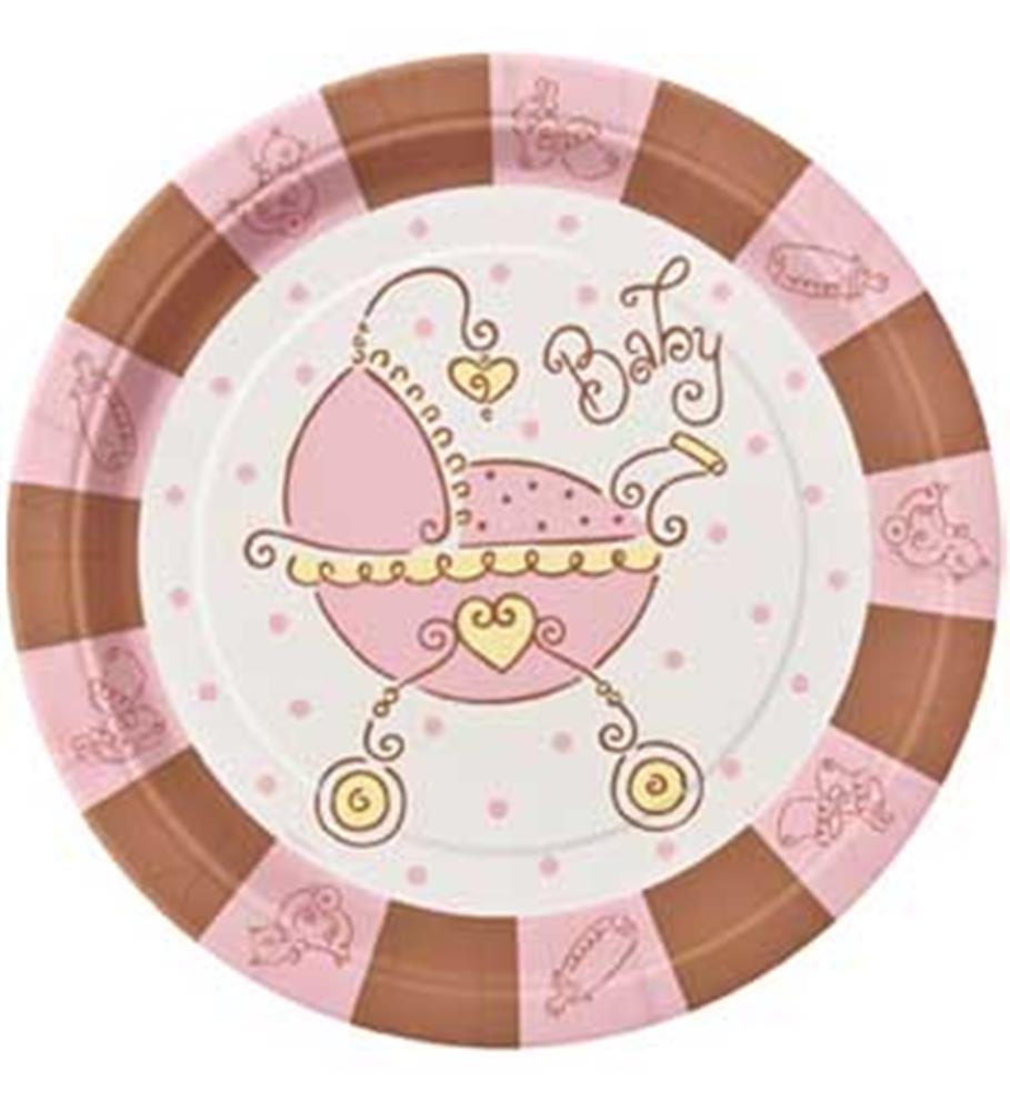 Baby Joy Pink Plate (L) 8ct