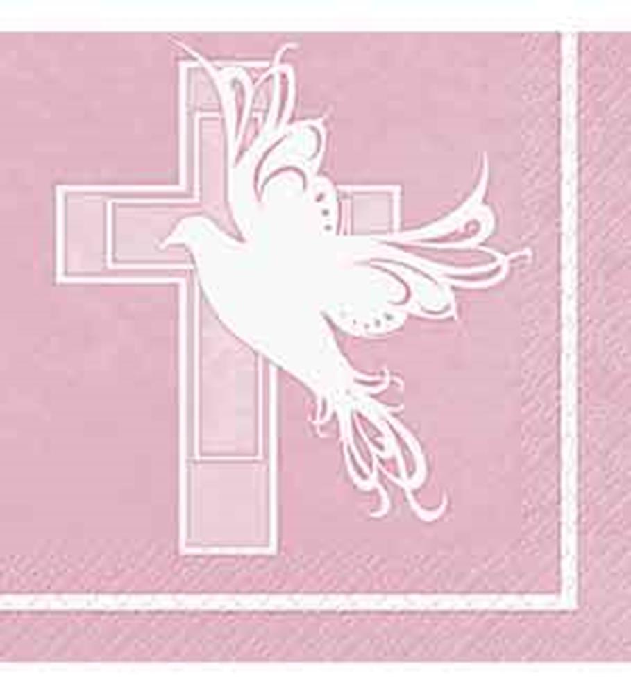 Dove Cross Pink Napkin (S) 16ct