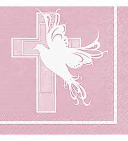 Dove Cross Pink Napkin (S) 16ct