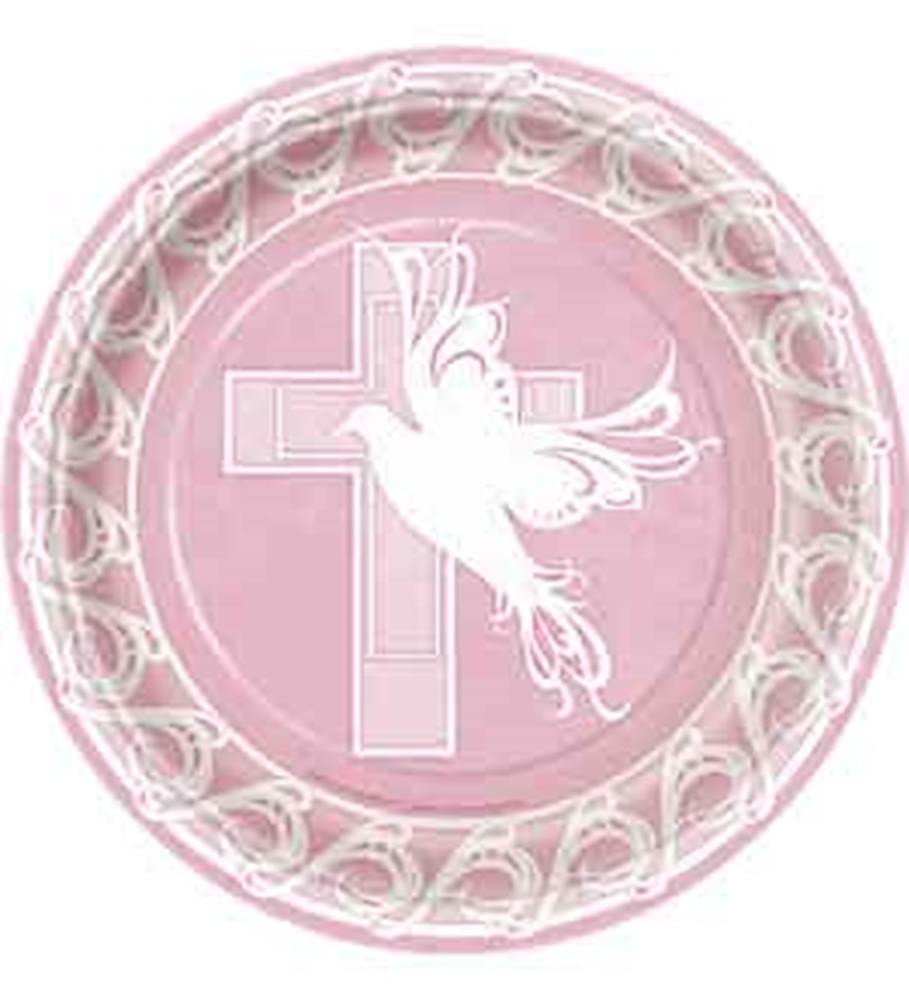 Dove Cross Pink Plate (L) 8ct
