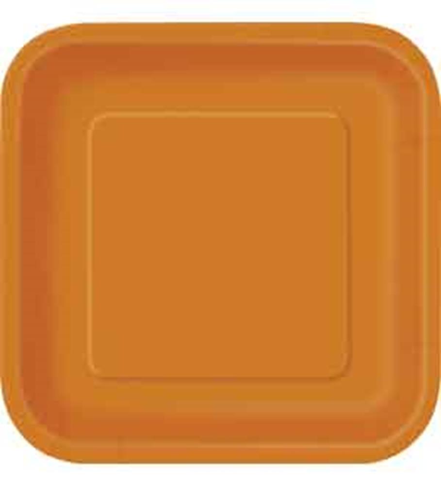 Pumpkin Orange 7in Square Plate 16ct