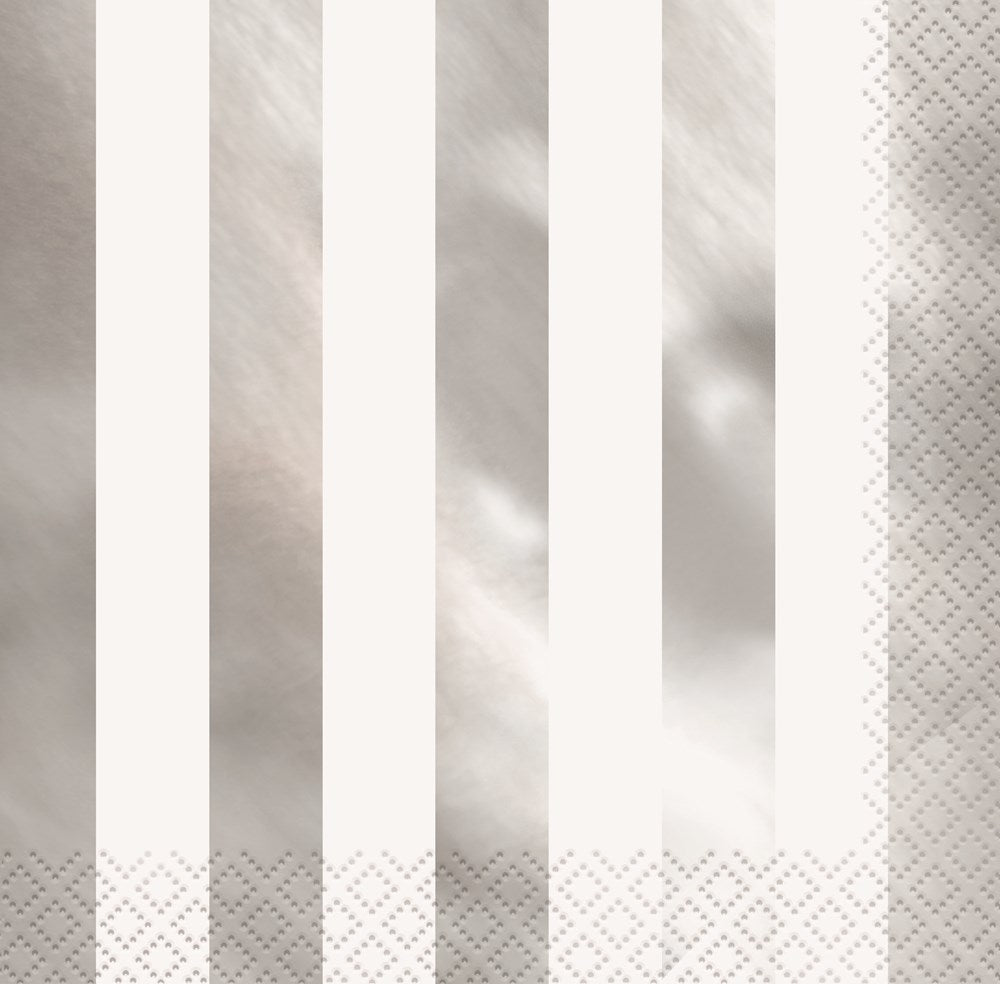 Silver Stripe Napkin (L) 16ct