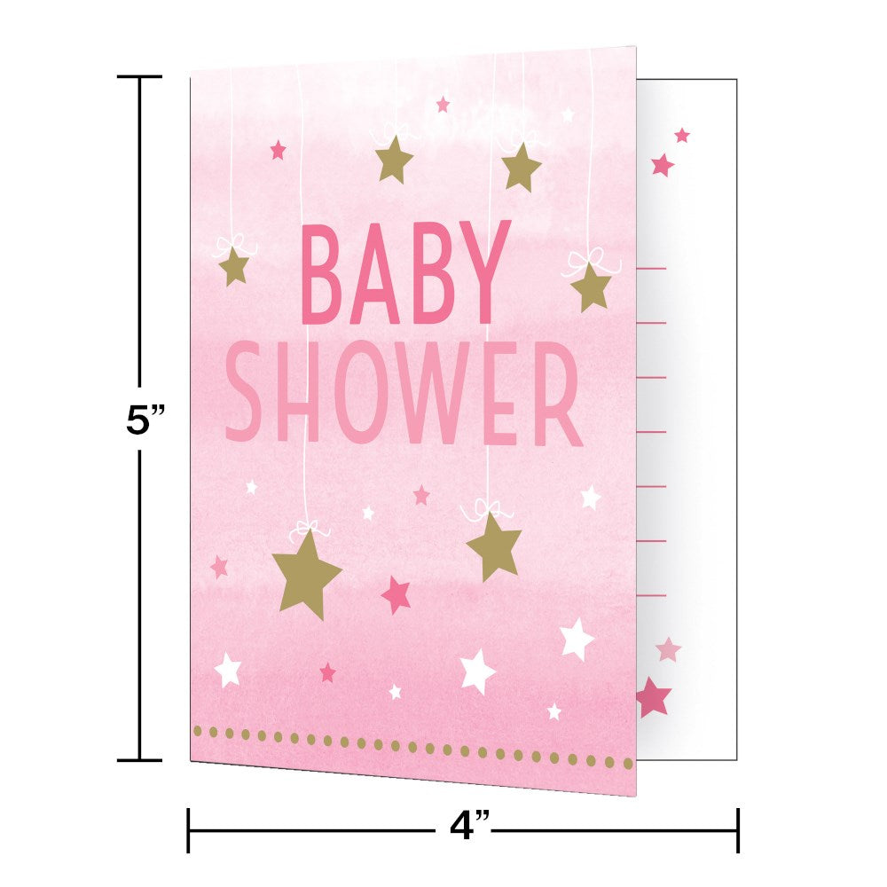 One Little Star Girl Baby Shower Invitation 8ct