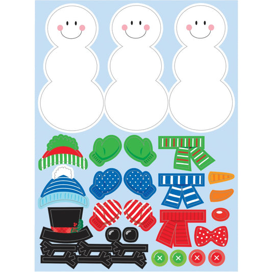 Christmas Decor Stickers Build a Snowman 4ct