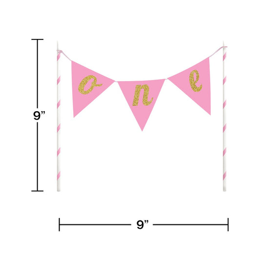 Cake Topper Banner Pink One