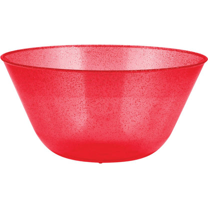 Decor 11in Bowl Red with Glitter 1ct