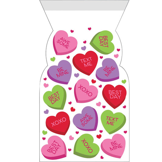 Valentines Decor Cello Bag Cremallera Val Candy Hearts 12ct