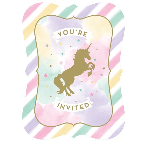 Unicorn Sparkle Invites Postcard 8ct