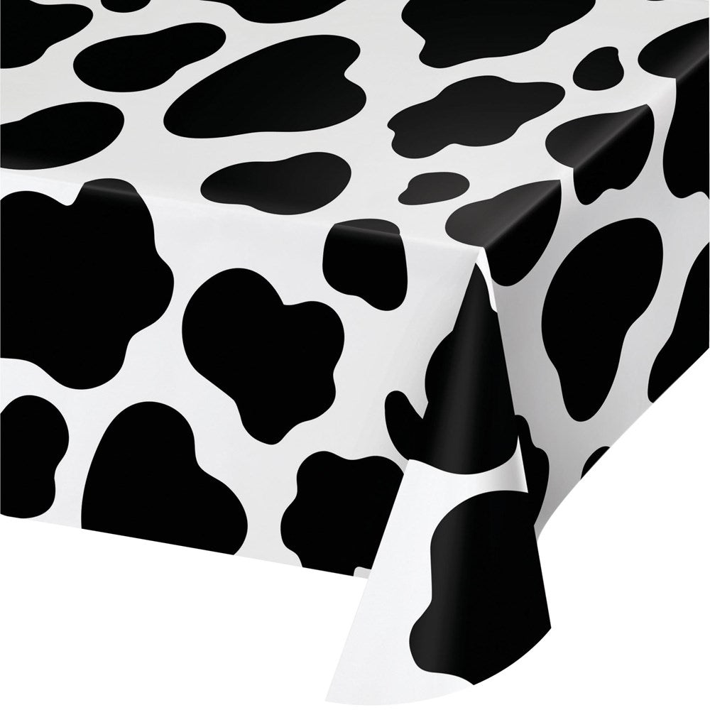 Plastic Tablecover 54 inches x 108 inches Cow Print 1ct