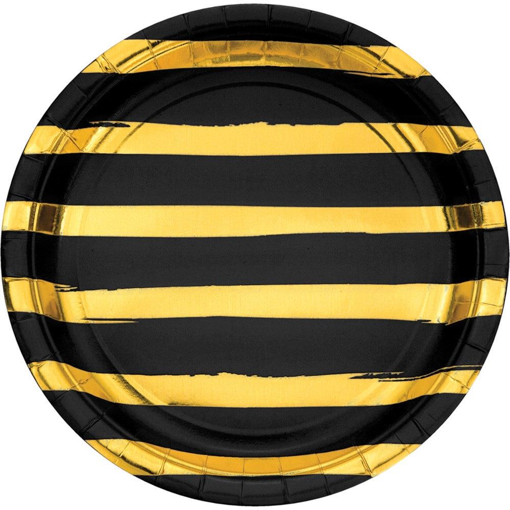 Plato llano de terciopelo negro con lámina dorada, 8 ct