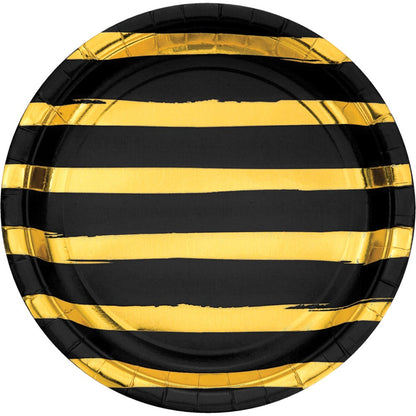 Plato llano de terciopelo negro con lámina dorada, 8 ct