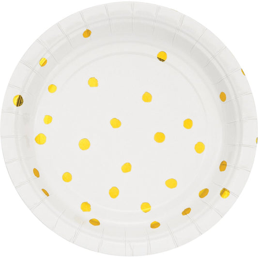 White with Gold Foil Luncheon Plate Gold Foil 8ct