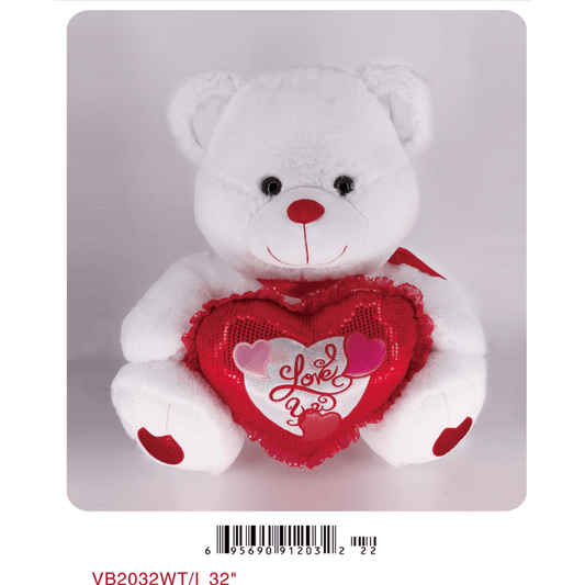 32in White Bear I Love You - Toy World Inc